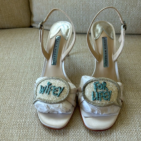 SOPHIA WEBSTER Satin Wifey For Lifey Classy Bridal Wedding Heels 85mm, Size 7 - Picture 3 of 12